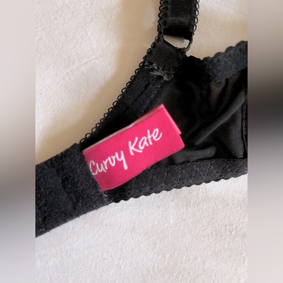 Curvy Kate black & pink embroidered balconette bra, ribbon & lace, US/UK 28F - Picture 5 of 5